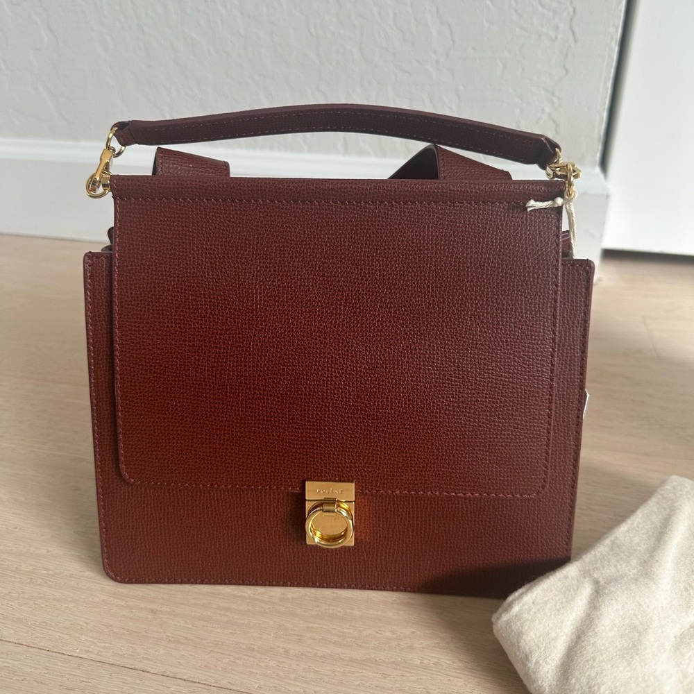 NWT Polene Numero Sept In Textured Burgundy Leathet